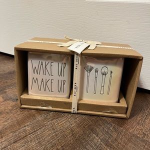 Rae Dunn ‘WAKE UP, MAKE UP” vanity set of two